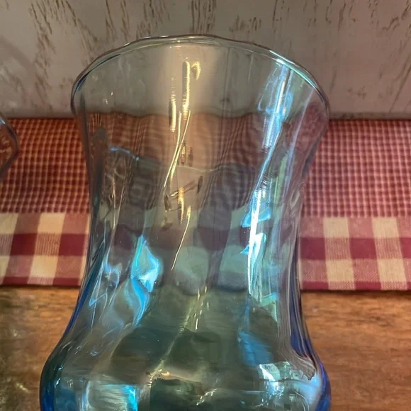 Vtg Home Interiors Blue Optic Swirl Glass Globe Votive candle holder cups (2) - Picture 3 of 6